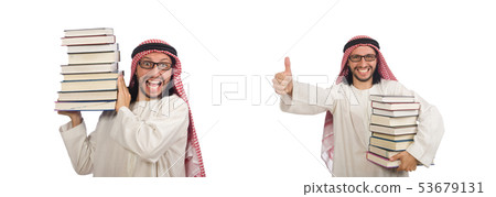 Arab man with books isolated on white Arab man with books isolated on white 53679131