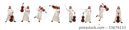 Arab man playing musical instrument Arab man playing musical instrument 53679133