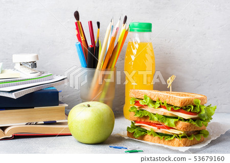 Healthy lunch for school with sandwich, Healthy lunch for school with sandwich, 53679160