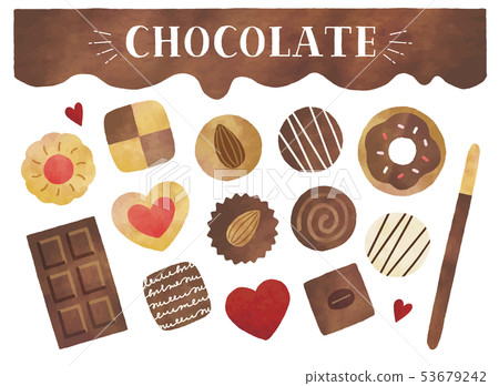 Chocolate and Cookie Watercolor Chocolate and Cookie Watercolor 53679242