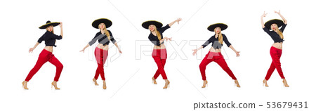 Funny mexican with sombrero hat 53679431