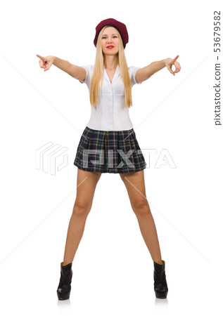 Woman in fashion concept isolated on white 53679582
