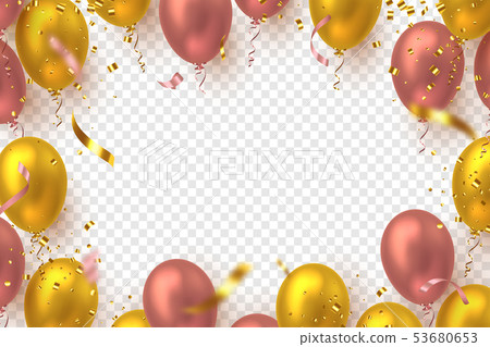 Glossy balloons with confetti. 53680653