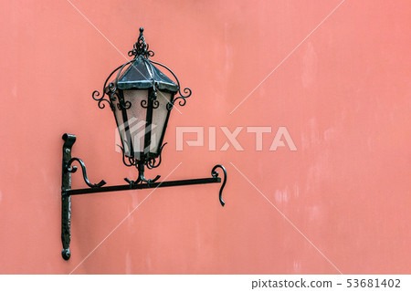 Lantern on the pink wall. 53681402