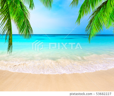 Wave of the sea on the sand beach 53682227