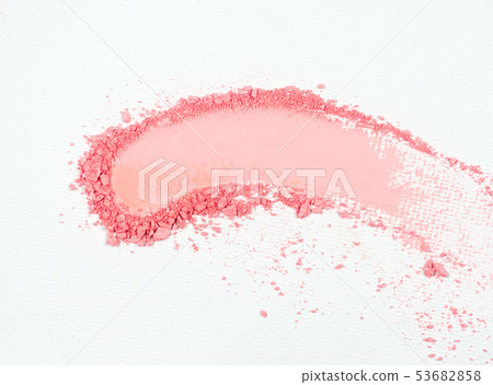Pink eye shadow or pink bronzer smudge on white. 53682858