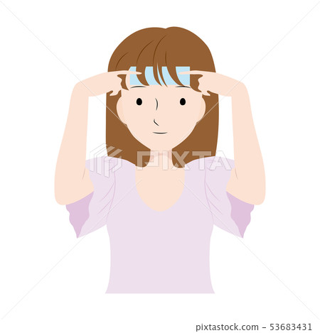 把冷卻板放的婦女的例證在她的前額上 把冷卻板放的婦女的例證在她的前額上 53683431