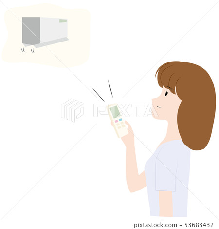打開空調的婦女的例證在屋子裡 53683432