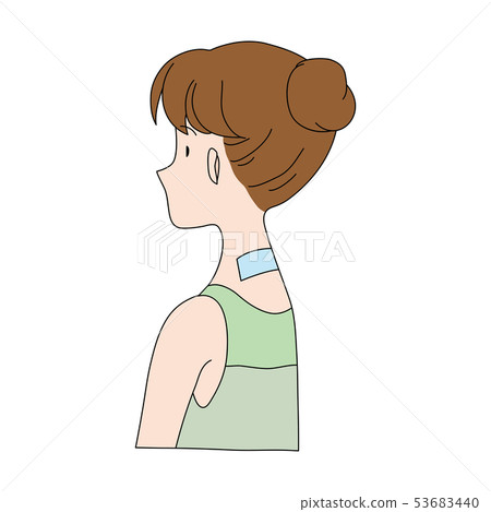 黏附冷卻的板料的婦女的例證在脖子以後 黏附冷卻的板料的婦女的例證在脖子以後 53683440