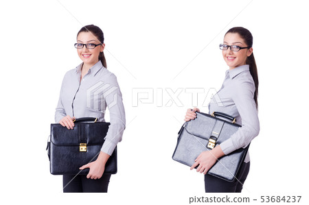 Young businesswoman isolated on white 53684237