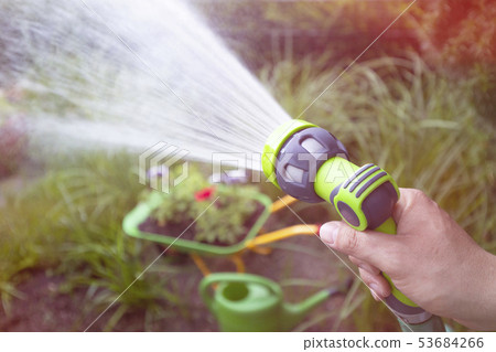 Closeup of Garden Hand Shower Water Sprayer Closeup of Garden Hand Shower Water Sprayer 53684266