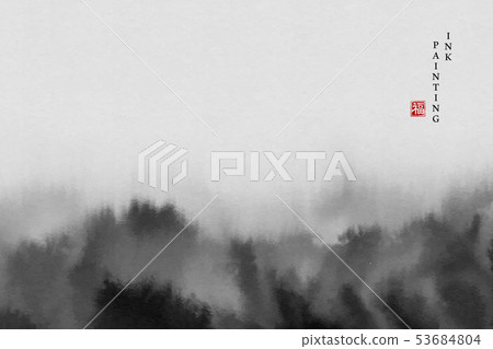 Watercolor ink paint art vector texture background 53684804