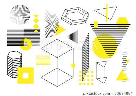 Universal trend halftone geometric shapes set  53684994