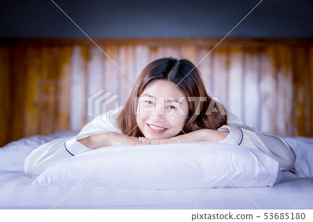 woman sleep and sweet dream on bed 53685180