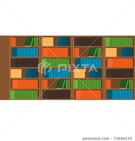 Books shelf flat style horizontal illustration Books shelf flat style horizontal illustration 53686529