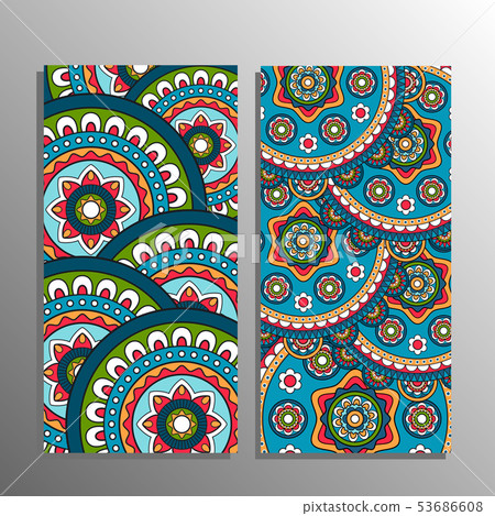 Vertical mandala ornament banner Vertical mandala ornament banner 53686608
