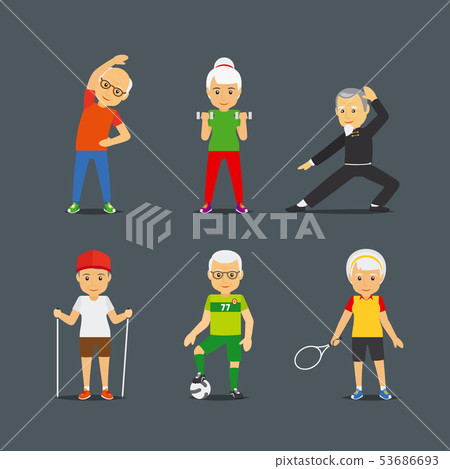Old people sport lifestyle icons Old people sport lifestyle icons 53686693