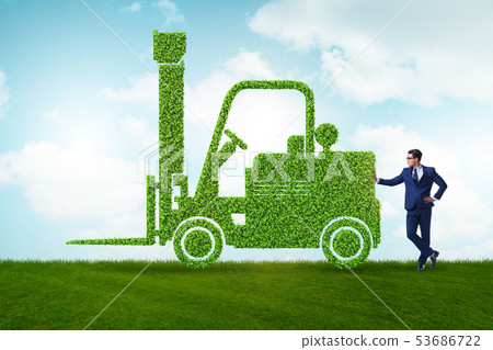 Businessman with green ecological vehicle 53686722