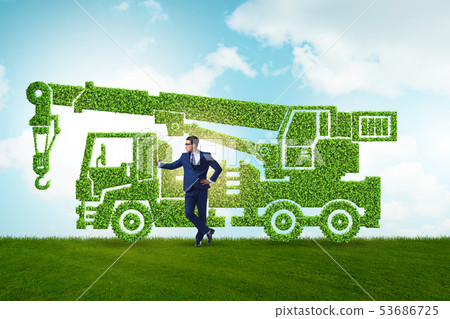 Businessman with green ecological vehicle Businessman with green ecological vehicle 53686725
