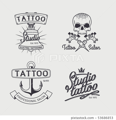 Tattoo Studio Logo Templates Stock Illustration