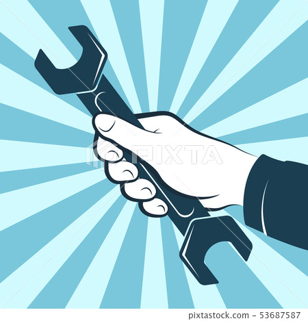 Wrench in hand for repair 53687587