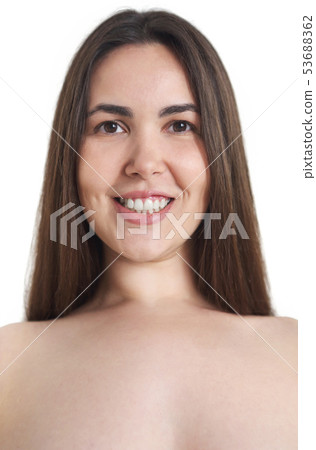 Beautiful plus size curly young brunette woman 53688362