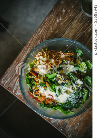 Vegan Buddha bowl salad from above 53688948