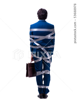 Tied handsome businessman isolated on white Tied handsome businessman isolated on white 53688978