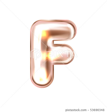 Perl pink foil balloon, inflated alphabet symbol F 53690348