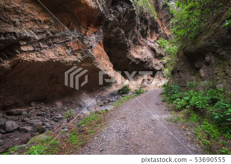 Natural landscape Badajoz canyon, Barranco de Badajoz in Tenerife, Spain. 53690555