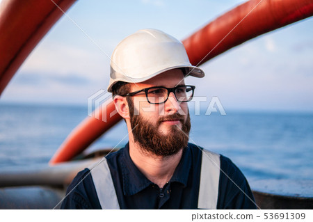 Deck Officer on deck of offshore vessel or ship 53691309
