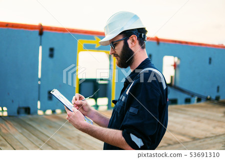Deck Officer on deck of offshore vessel or ship Deck Officer on deck of offshore vessel or ship 53691310