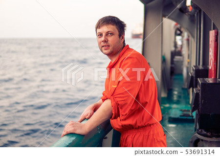 Deck Officer on deck of offshore vessel or ship Deck Officer on deck of offshore vessel or ship 53691314