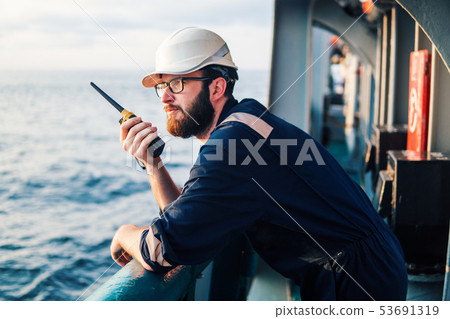 Deck Officer on deck of offshore vessel or ship Deck Officer on deck of offshore vessel or ship 53691319