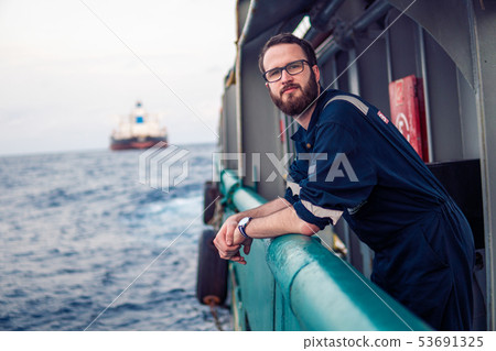 Deck Officer on deck of offshore vessel or ship Deck Officer on deck of offshore vessel or ship 53691325