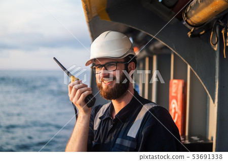 Deck Officer on deck of offshore vessel or ship Deck Officer on deck of offshore vessel or ship 53691338