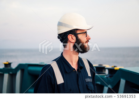 Deck Officer on deck of offshore vessel or ship 53691353