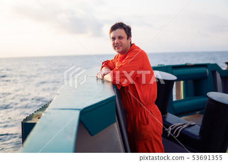 Deck Officer on deck of offshore vessel or ship Deck Officer on deck of offshore vessel or ship 53691355