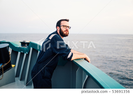 Deck Officer on deck of offshore vessel or ship Deck Officer on deck of offshore vessel or ship 53691356