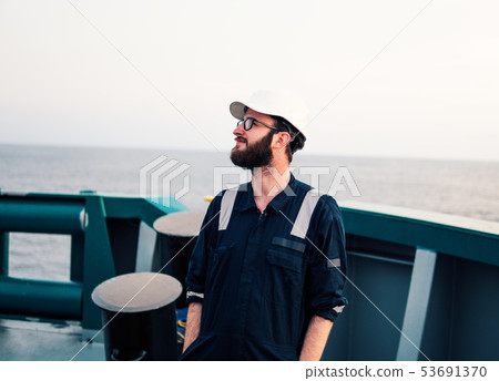 Deck Officer on deck of offshore vessel or ship 53691370