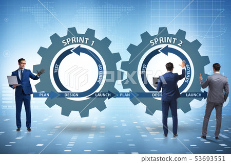 Businessman in agile methods concept 53693551