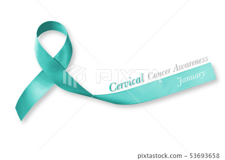 Teal ribbon for raising awareness Cervical Cancer 53693658