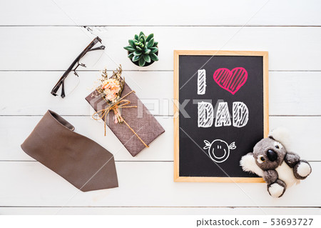 Happy Father's day concept. Flat lay image of gift Happy Father's day concept. Flat lay image of gift 53693727