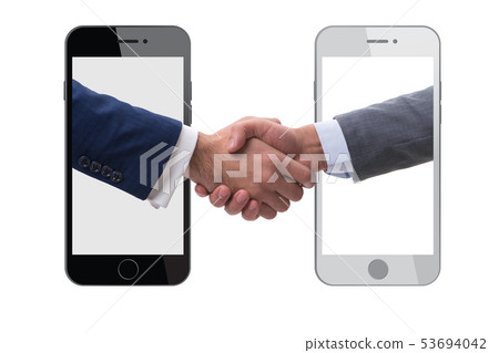 Concept of communication with businessmen handshaking Concept of communication with businessmen handshaking 53694042