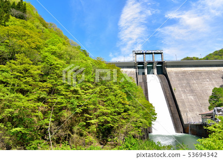 Inspection release of Fujiwara Dam Inspection release of Fujiwara Dam 53694342