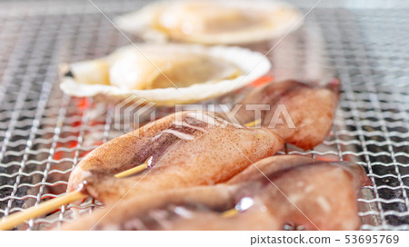 烤魷魚_炭烤（木炭烤，烤烤，七環，一人，家庭飲用，燒烤，燒烤，烤肉，牛肉 53695769