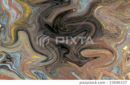 Marble abstract acrylic background. Nature blue and green marbling artwork texture. Golden glitter. 53696337