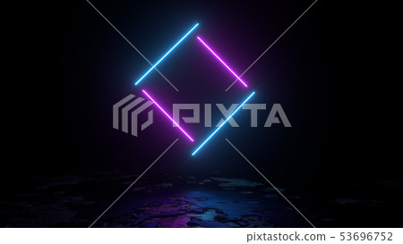 3d abstract background render, pink and blue neon lights fly over the ground, retrowave and 3d abstract background render, pink and blue neon lights fly over the ground, retrowave and 53696752