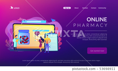 Online prescription system concept landing page. Online prescription system concept landing page. 53698911