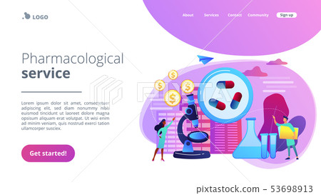 Pharmacological business concept landing page. Pharmacological business concept landing page. 53698913